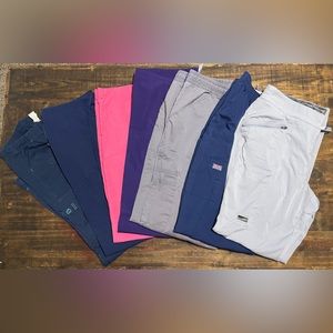 Multiple scrub pants lot of 7 size Lg